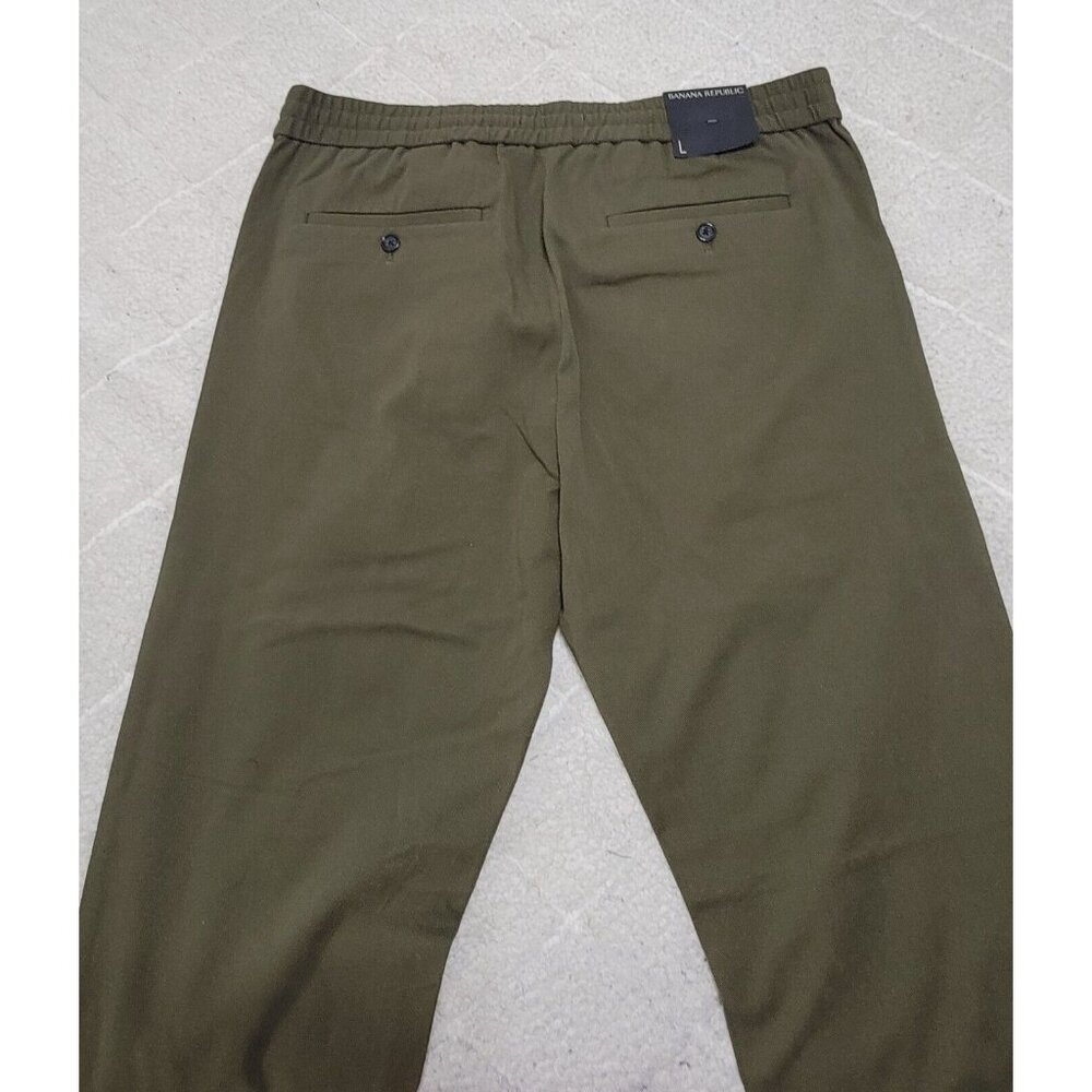 Banana Republic Womens Green Slim Tapered Fit Pants Elastic‎ Waist Size L NWT - Picture 4 of 11